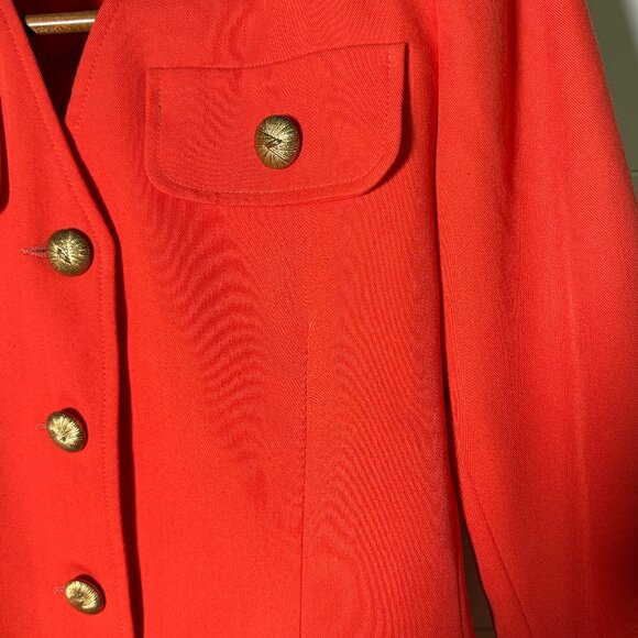 E.R. Gerard New York Orange/Tangerine Suit with Pleated Skirt Sz 6 - Picture 5 of 15